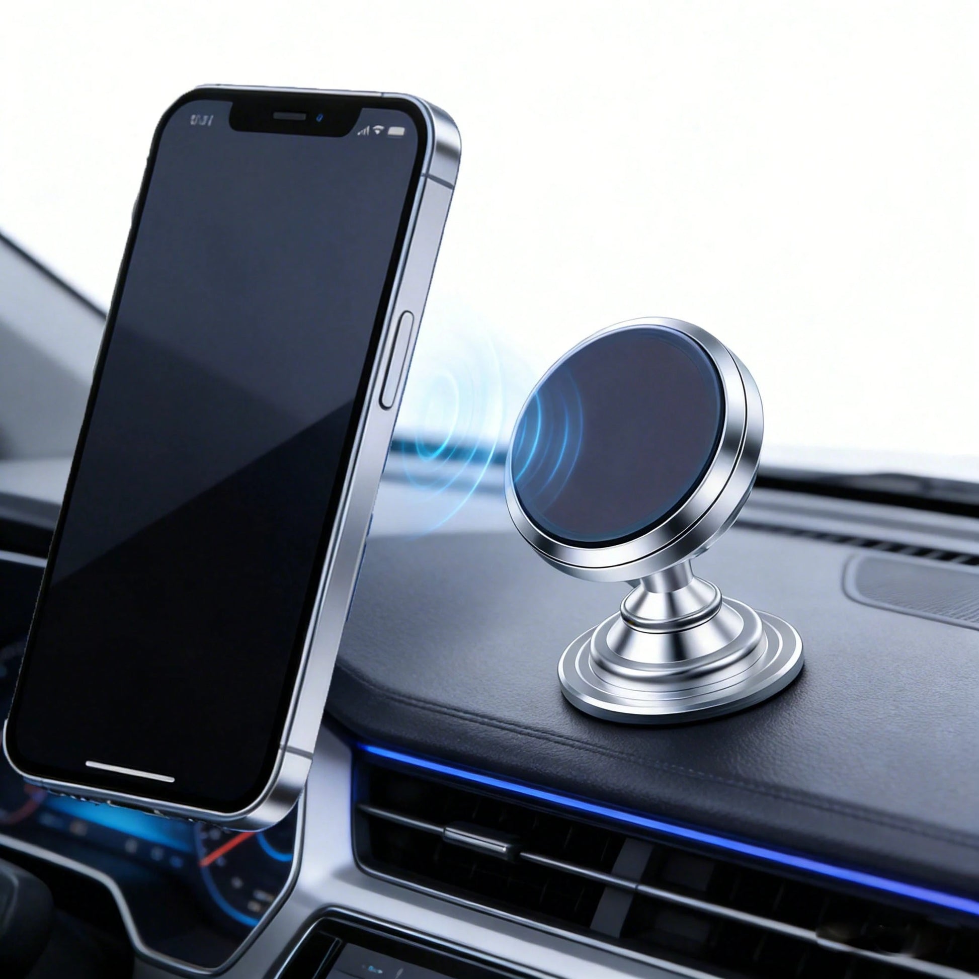 Upgraded Strong Magnetic Adhesive Car Phone Holder, No Drilling Required, Sticks To Smooth Surfaces, Suitable For Rearview Mirror, Dashboard, Laptop Back, One-Handed Phone Holder
