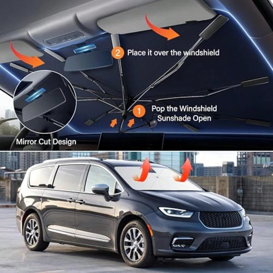 Urella Hield Un Hade For Car Foldable UV Blocker Front Hield Unhade Urella Hade Acceorie With A Pouch Full Ize UV And Pickup Truck And Van Lar- 61"X3"
