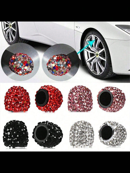 Valve Stem Cap With Rhinestones, Full-Diamond Valve Core Cap, Car Diamond Ceramic Valve Stem Cover, Creative Valve Stem Cap With Rhinestones, Modified Valve Core Cap, Valve Cap, Valve Stem Cap, Valve