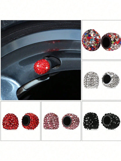 Valve Stem Cap With Rhinestones, Full-Diamond Valve Core Cap, Car Diamond Ceramic Valve Stem Cover, Creative Valve Stem Cap With Rhinestones, Modified Valve Core Cap, Valve Cap, Valve Stem Cap, Valve