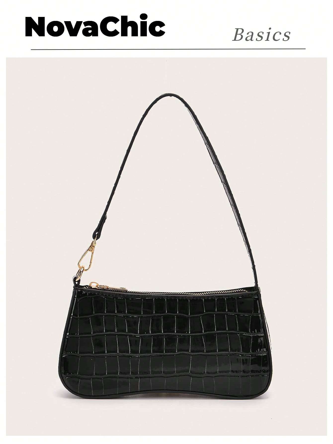 Vegan Leather Textured Glossy Effect Sling Bag For Women Waterproof,Lightweight,Business Casual Crocodile Embossed Bag For Teen Girls Women College Students,Rookies & White-Collar Workers Perfect For
