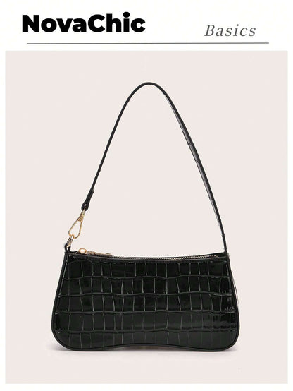 Vegan Leather Textured Glossy Effect Sling Bag For Women Waterproof,Lightweight,Business Casual Crocodile Embossed Bag For Teen Girls Women College Students,Rookies & White-Collar Workers Perfect For