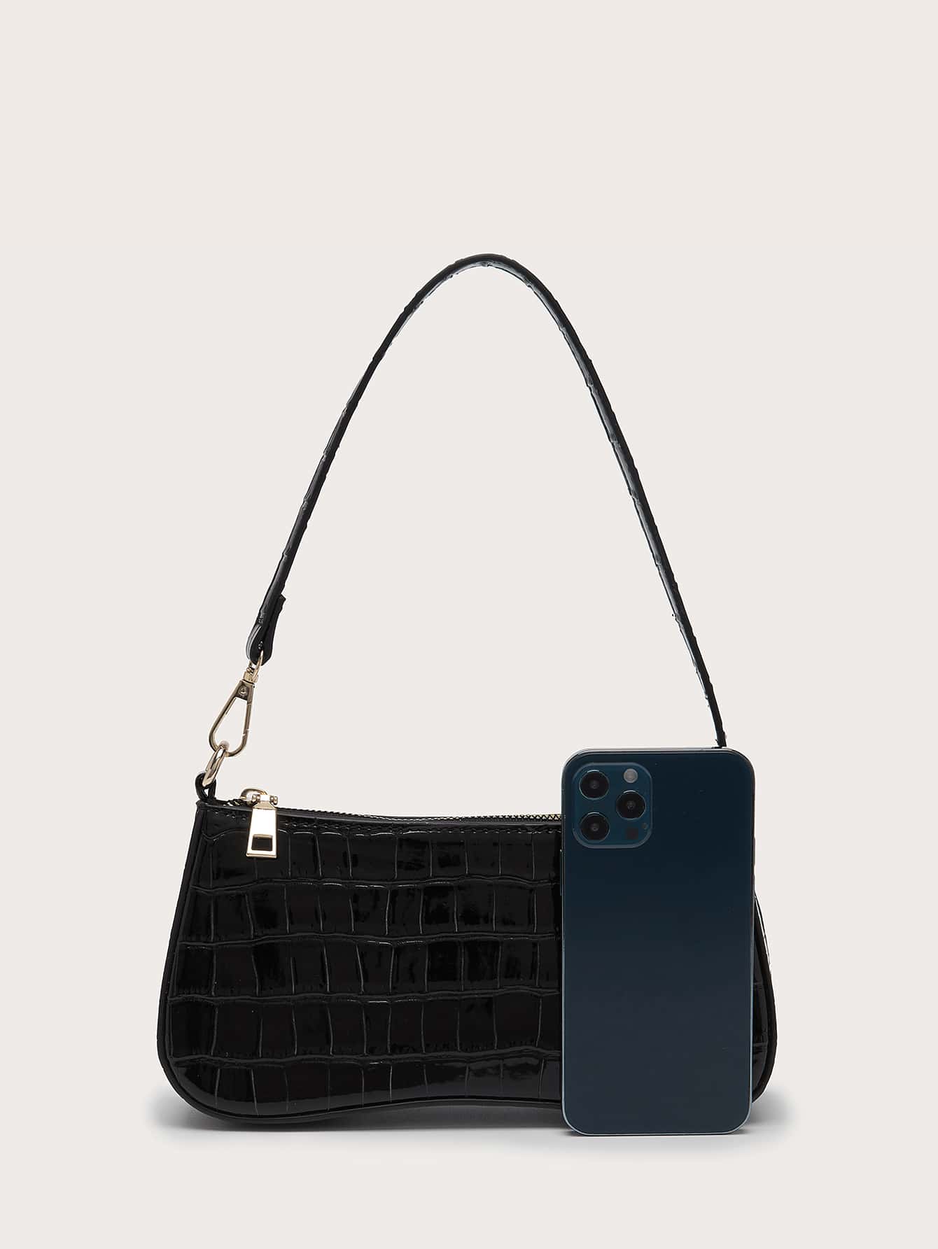 Vegan Leather Textured Glossy Effect Sling Bag For Women Waterproof,Lightweight,Business Casual Crocodile Embossed Bag For Teen Girls Women College Students,Rookies & White-Collar Workers Perfect For