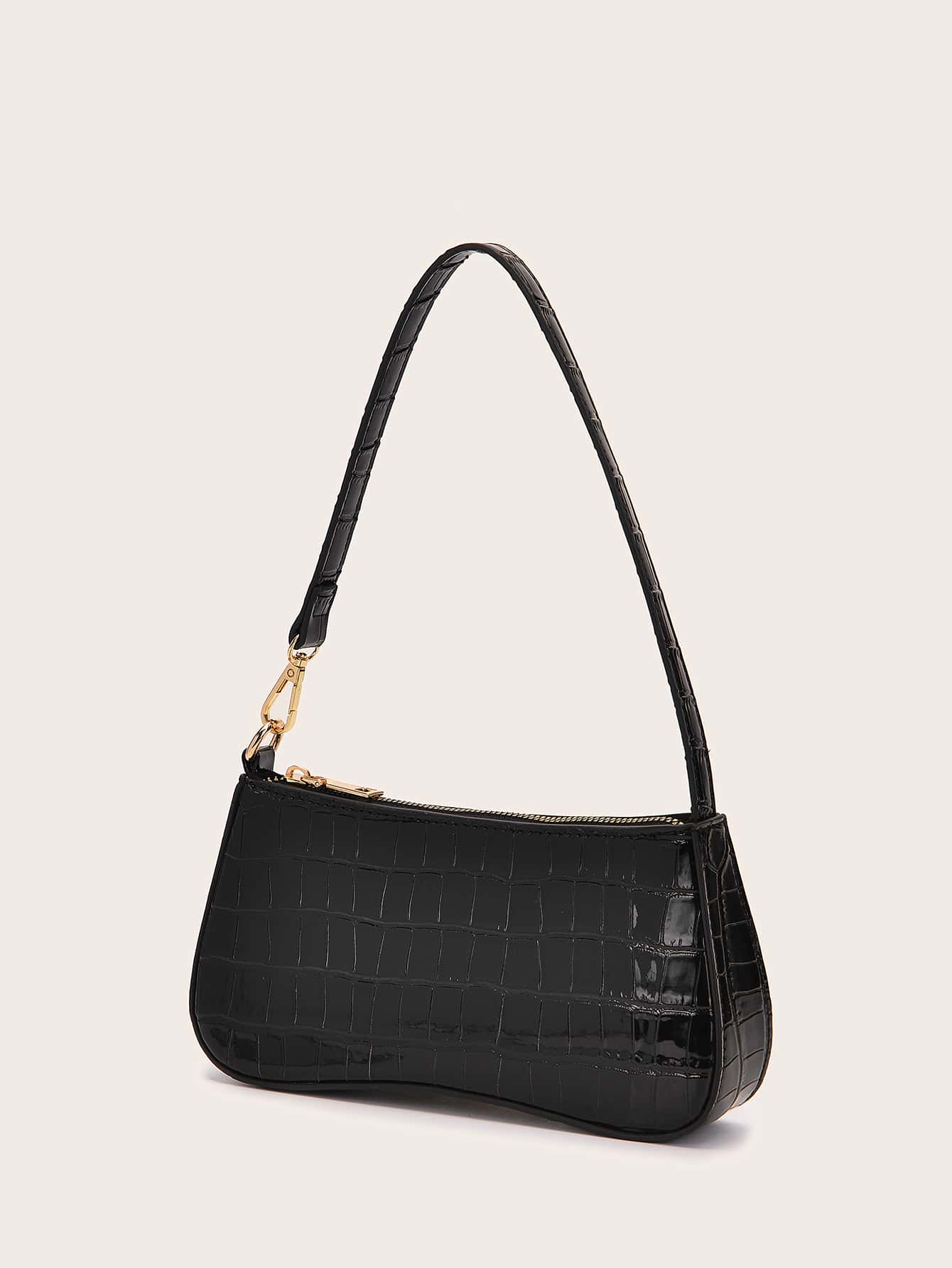 Vegan Leather Textured Glossy Effect Sling Bag For Women Waterproof,Lightweight,Business Casual Crocodile Embossed Bag For Teen Girls Women College Students,Rookies & White-Collar Workers Perfect For
