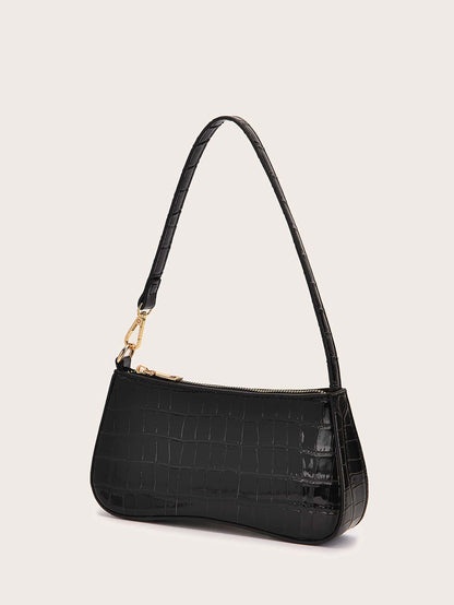 Vegan Leather Textured Glossy Effect Sling Bag For Women Waterproof,Lightweight,Business Casual Crocodile Embossed Bag For Teen Girls Women College Students,Rookies & White-Collar Workers Perfect For