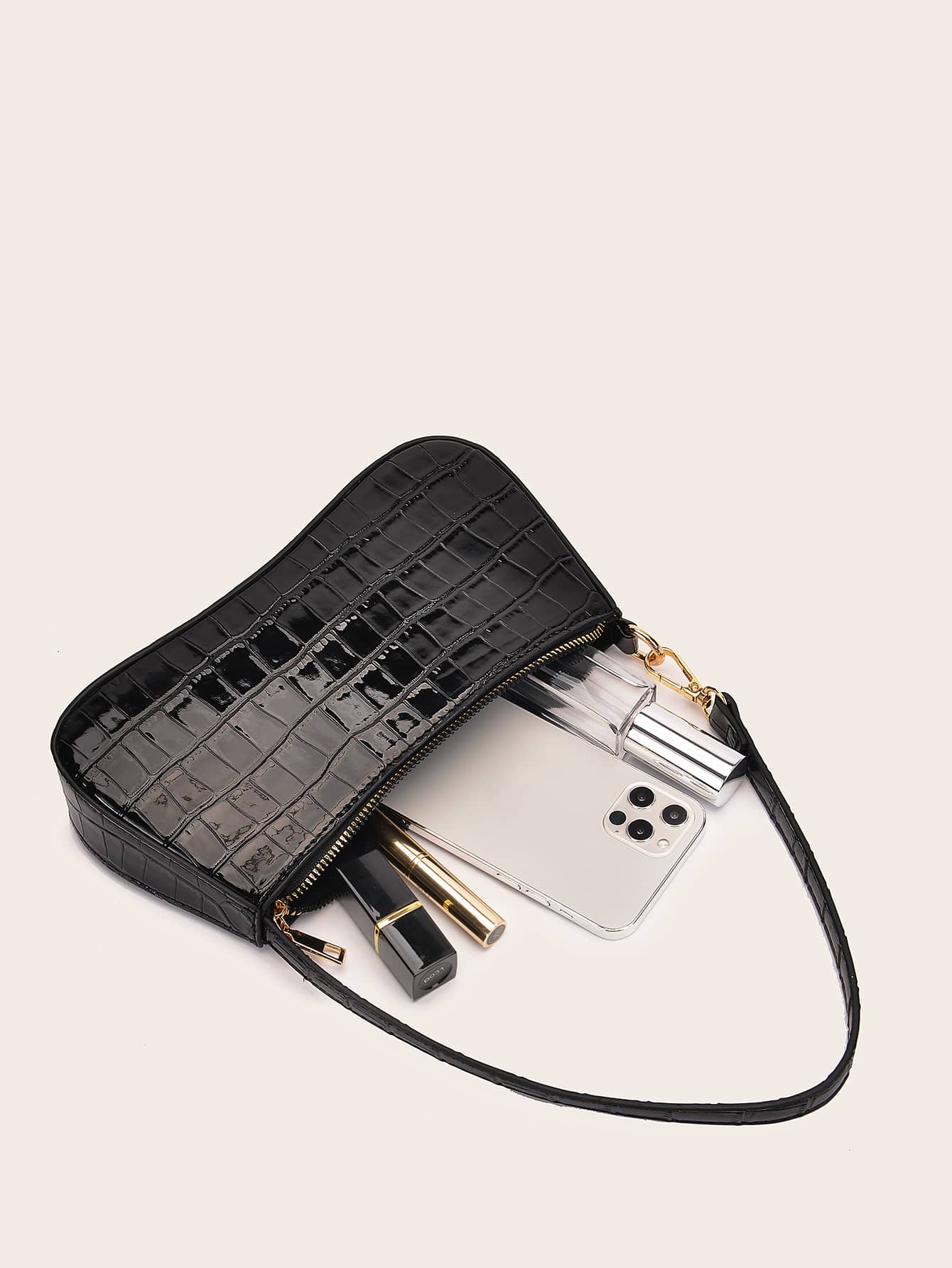 Vegan Leather Textured Glossy Effect Sling Bag For Women Waterproof,Lightweight,Business Casual Crocodile Embossed Bag For Teen Girls Women College Students,Rookies & White-Collar Workers Perfect For
