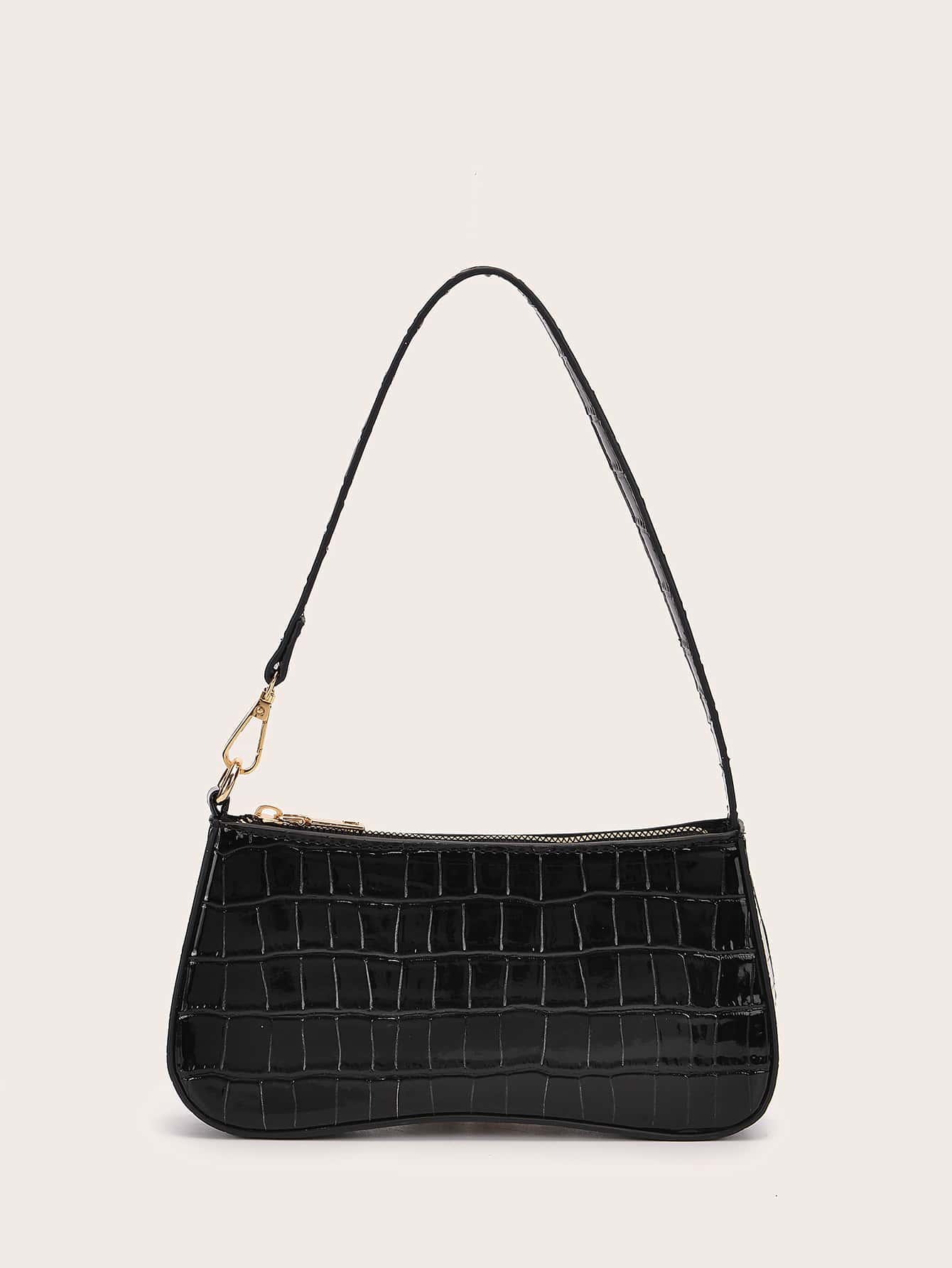 Vegan Leather Textured Glossy Effect Sling Bag For Women Waterproof,Lightweight,Business Casual Crocodile Embossed Bag For Teen Girls Women College Students,Rookies & White-Collar Workers Perfect For