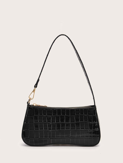 Vegan Leather Textured Glossy Effect Sling Bag For Women Waterproof,Lightweight,Business Casual Crocodile Embossed Bag For Teen Girls Women College Students,Rookies & White-Collar Workers Perfect For