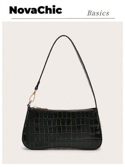Vegan Leather Textured Glossy Effect Sling Bag For Women Waterproof,Lightweight,Business Casual Crocodile Embossed Bag For Teen Girls Women College Students,Rookies & White-Collar Workers Perfect For