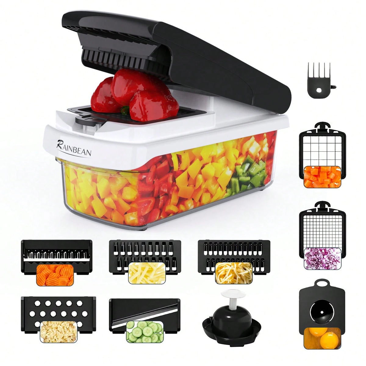 Vegetable Chopper- Mandoline Slicer, Onion Veggie Food Chopper With Container, Cucumber Potato Slicer, Salad Chopper Tool, 15 In 1 Kitchen Gadgets, Perfect For House Warming Gifts