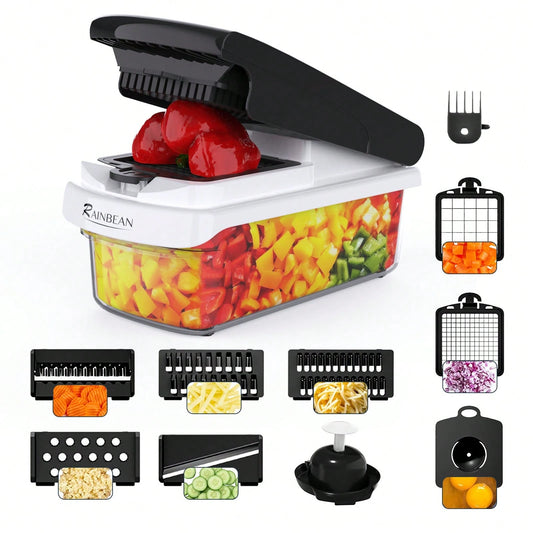 Vegetable Chopper- Mandoline Slicer, Onion Veggie Food Chopper With Container, Cucumber Potato Slicer, Salad Chopper Tool, 15 In 1 Kitchen Gadgets, Perfect For House Warming Gifts