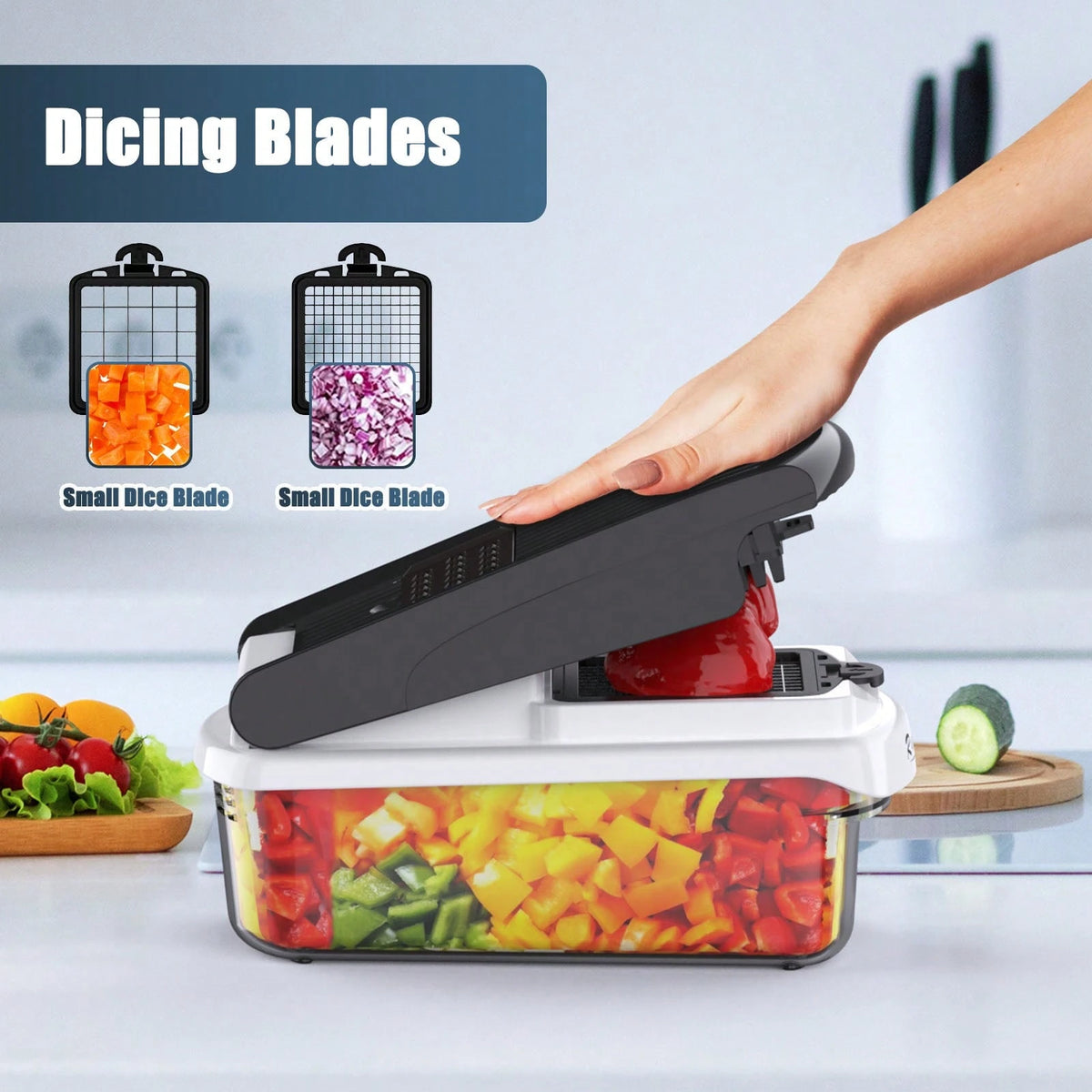 Vegetable Chopper- Mandoline Slicer, Onion Veggie Food Chopper With Container, Cucumber Potato Slicer, Salad Chopper Tool, 15 In 1 Kitchen Gadgets, Perfect For House Warming Gifts