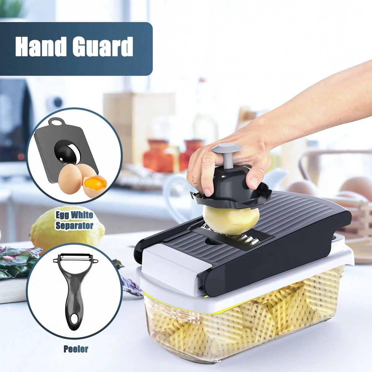 Vegetable Chopper- Mandoline Slicer, Onion Veggie Food Chopper With Container, Cucumber Potato Slicer, Salad Chopper Tool, 15 In 1 Kitchen Gadgets, Perfect For House Warming Gifts