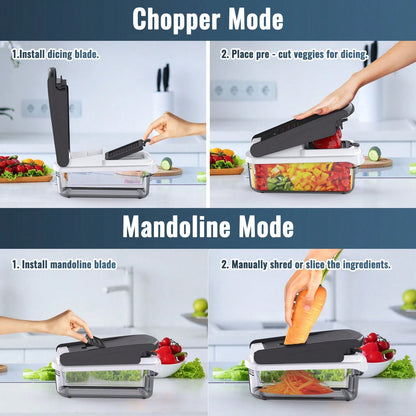 Vegetable Chopper- Mandoline Slicer, Onion Veggie Food Chopper With Container, Cucumber Potato Slicer, Salad Chopper Tool, 15 In 1 Kitchen Gadgets, Perfect For House Warming Gifts