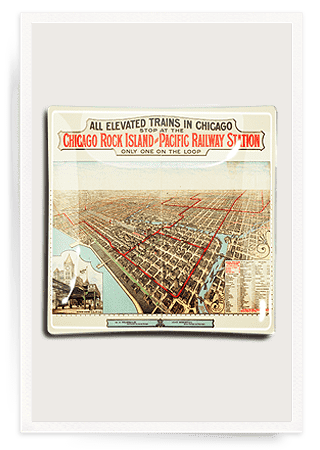 Vintage Chicago No.4 Decoupage Glass Tray - Ben's Garden