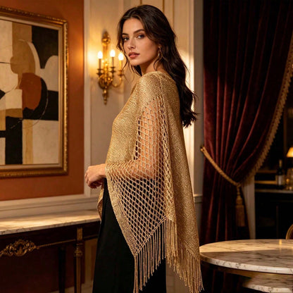 [Vintage Lace Crochet Shawl] French Vintage Exquisite Crochet Shawl, Tie-Up Elegant Outerwear Scarf, Soft Mori Style Hollow Embroidery Decorated Scarf, Lightweight Breathable Air-Conditioned Room Oute