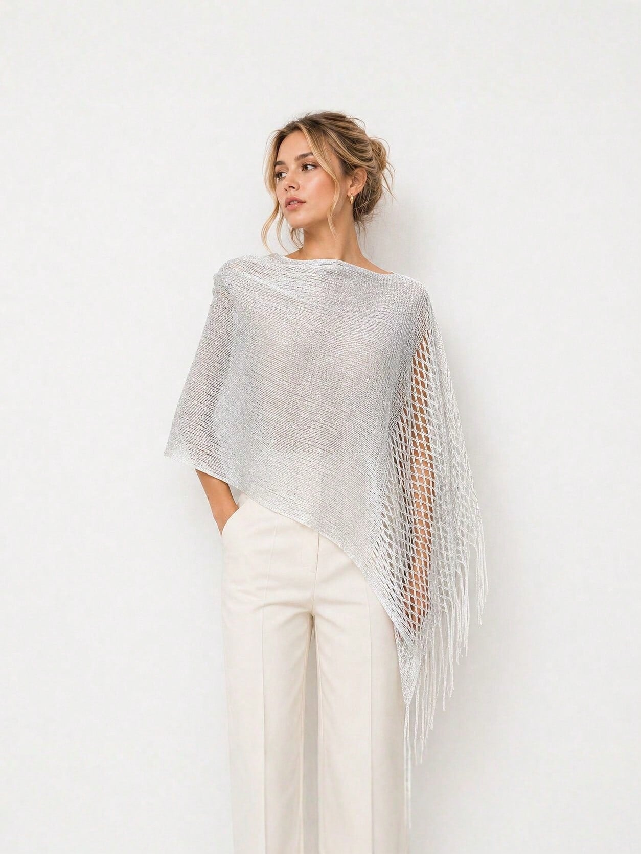 [Vintage Lace Crochet Shawl] French Vintage Exquisite Crochet Shawl, Tie-Up Elegant Outerwear Scarf, Soft Mori Style Hollow Embroidery Decorated Scarf, Lightweight Breathable Air-Conditioned Room Oute
