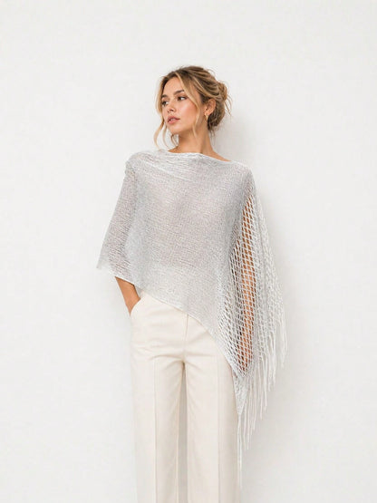 [Vintage Lace Crochet Shawl] French Vintage Exquisite Crochet Shawl, Tie-Up Elegant Outerwear Scarf, Soft Mori Style Hollow Embroidery Decorated Scarf, Lightweight Breathable Air-Conditioned Room Oute