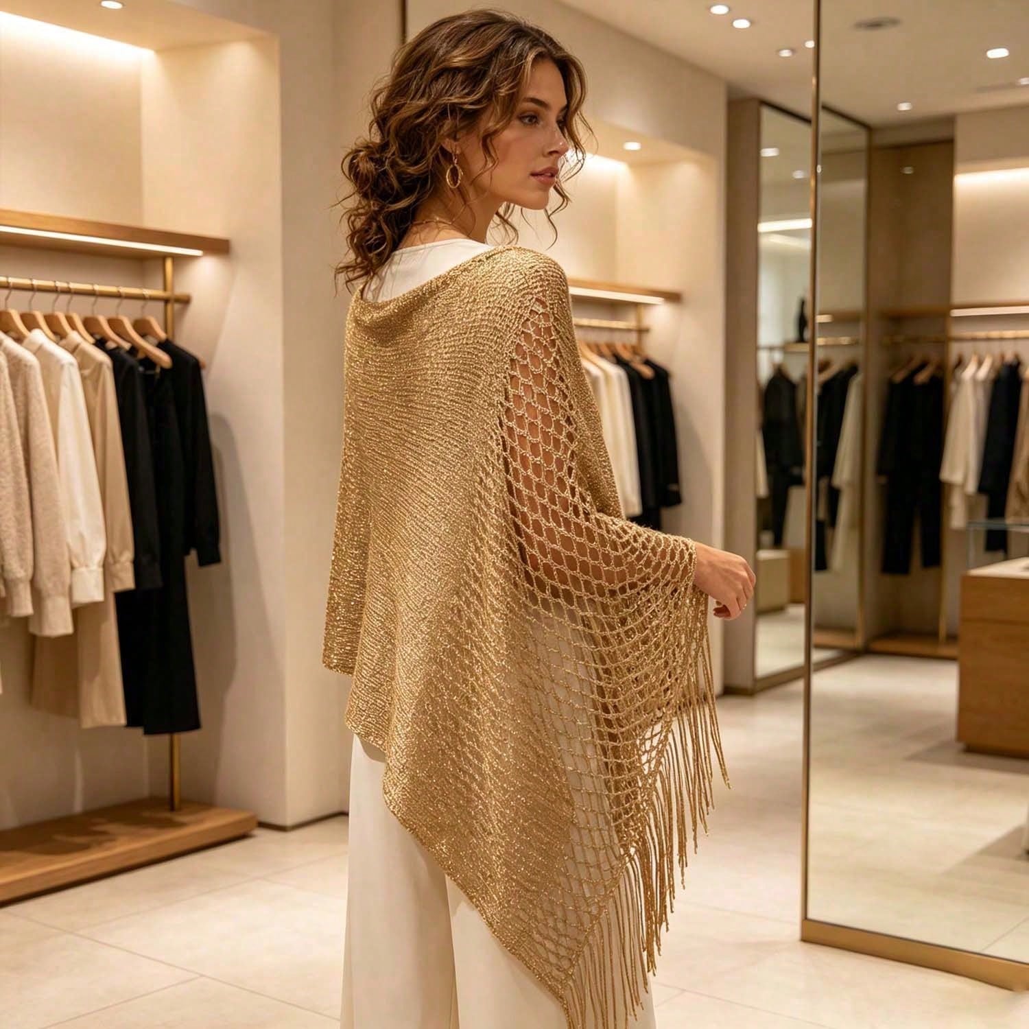 [Vintage Lace Crochet Shawl] French Vintage Exquisite Crochet Shawl, Tie-Up Elegant Outerwear Scarf, Soft Mori Style Hollow Embroidery Decorated Scarf, Lightweight Breathable Air-Conditioned Room Oute