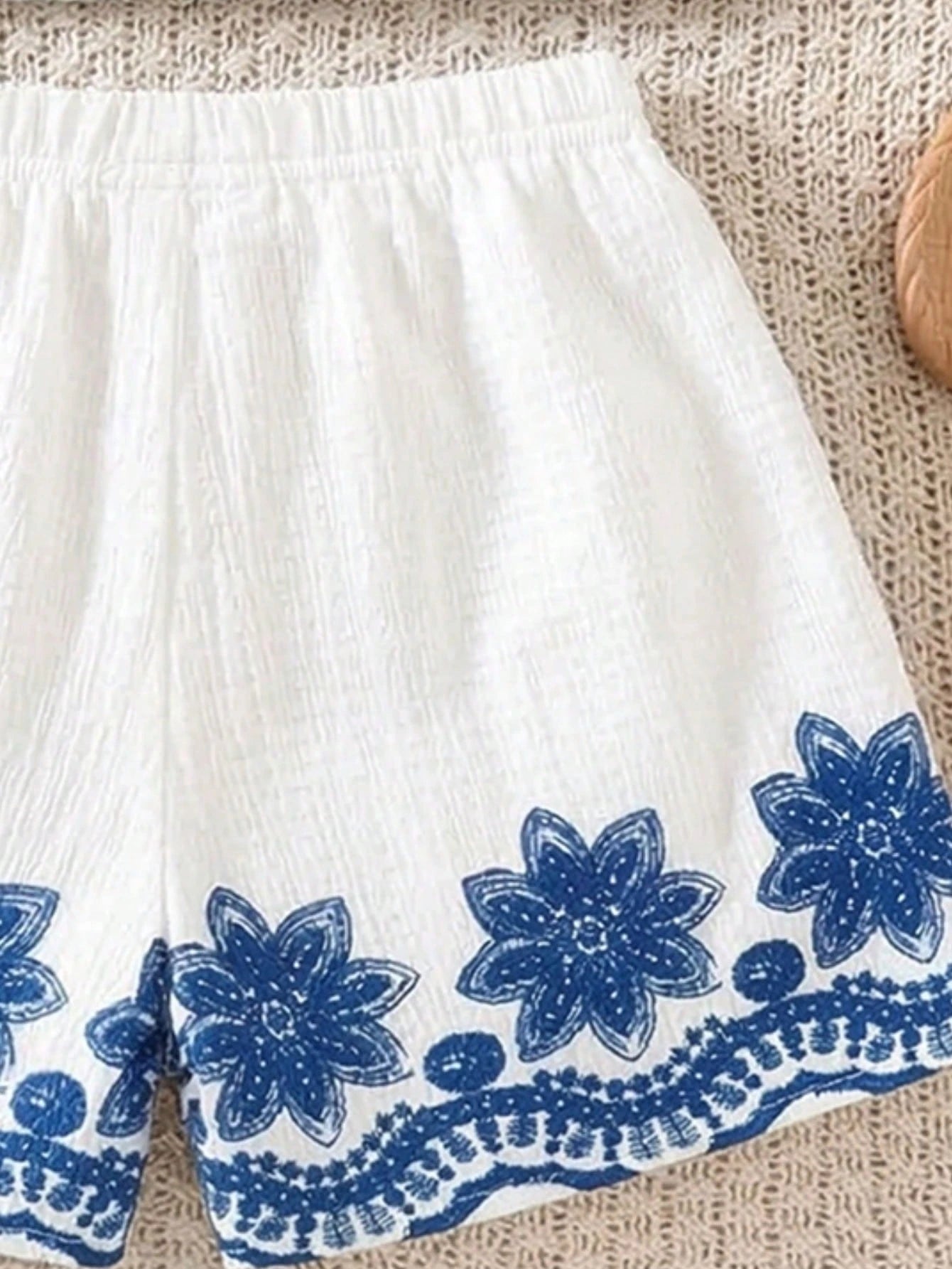 Vintaside Kids 2pcs/Set Baby Girl 0-3Y Embroidery Linen Set White Summer Elegant Flowy Holiday Vacation Holiday Countryside Style Outfit Top & Shorts Two Pieces Set
