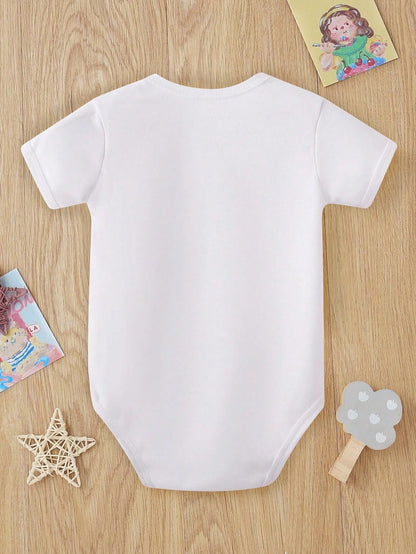Vintaside Kids Baby Boy Casual Creative Milk Bottle & Letter Print Bodysuit, Short Sleeve