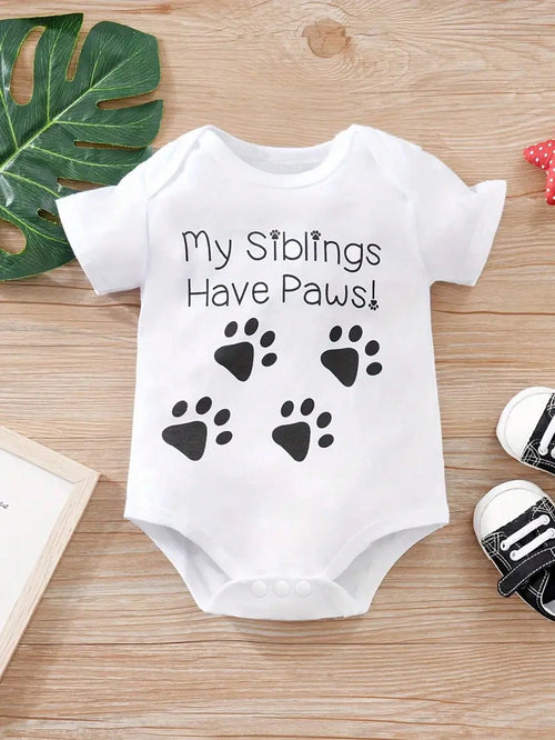 Vintaside Kids Baby Boy "My Siblings Have Paws" Cute And Comfy Bodysuit