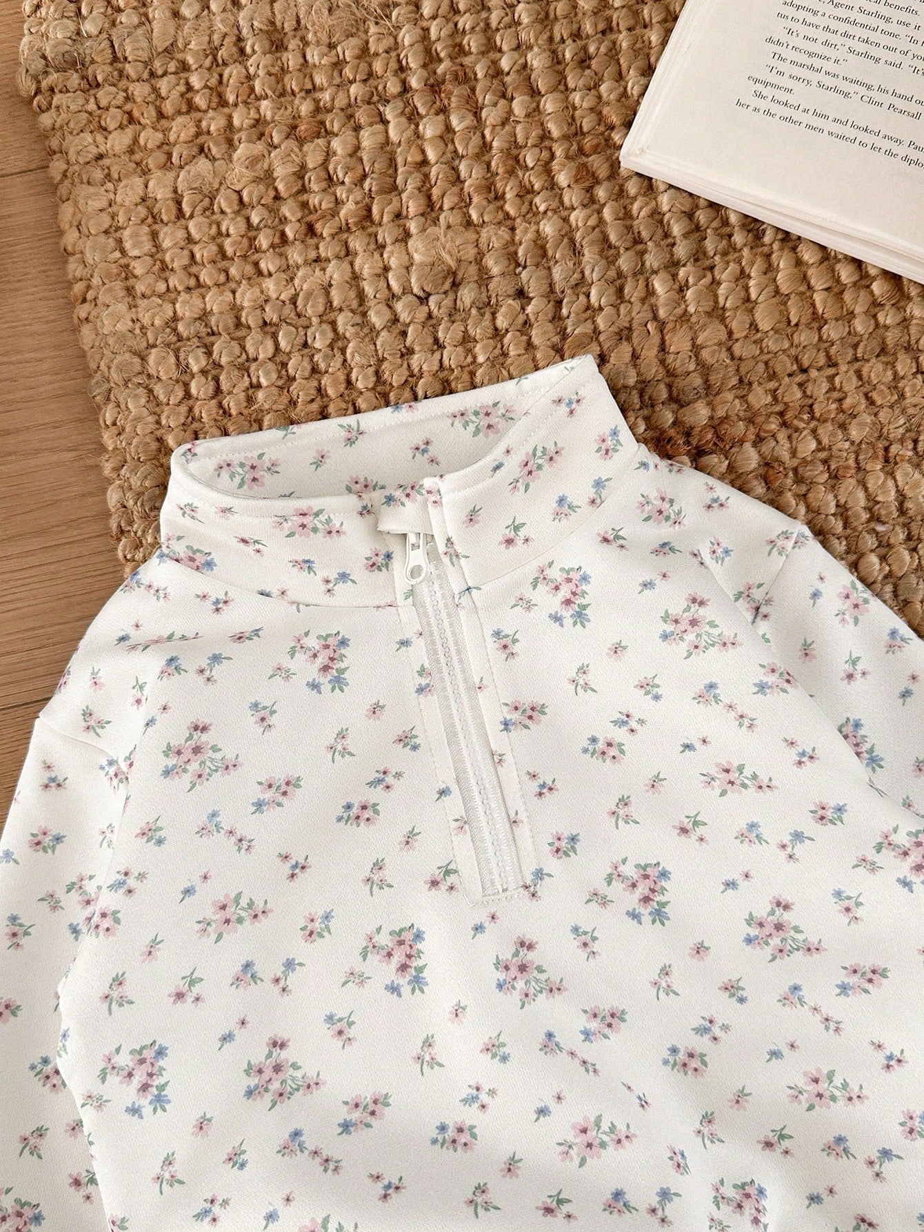 Vintaside Kids Babygirl Infant Girls Spring/Autumn Stand Collar Half-Zip Fashion Casual Digital Print Sweatshirt And Versatile Casual Long Pants Set, Suitable For Outdoor, Camping, Picnic, Trave