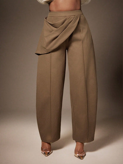 Vixey High Waist Draped Sash Seam Detail Barrel Leg Pants, Cocktail, Special Occasion, Date Night, Desk To Dinner