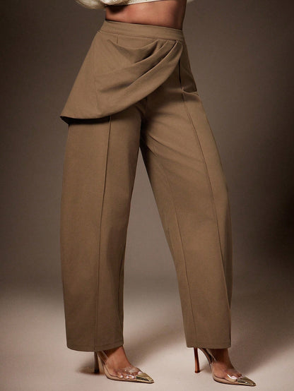 Vixey High Waist Draped Sash Seam Detail Barrel Leg Pants, Cocktail, Special Occasion, Date Night, Desk To Dinner