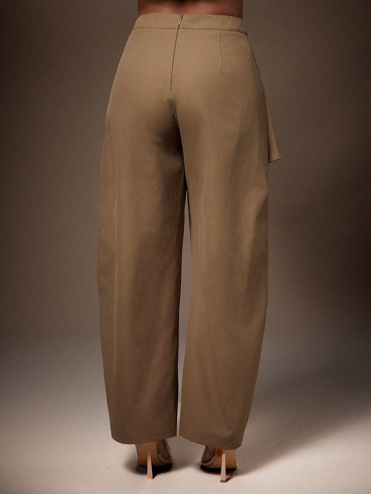 Vixey High Waist Draped Sash Seam Detail Barrel Leg Pants, Cocktail, Special Occasion, Date Night, Desk To Dinner