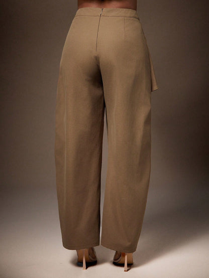 Vixey High Waist Draped Sash Seam Detail Barrel Leg Pants, Cocktail, Special Occasion, Date Night, Desk To Dinner