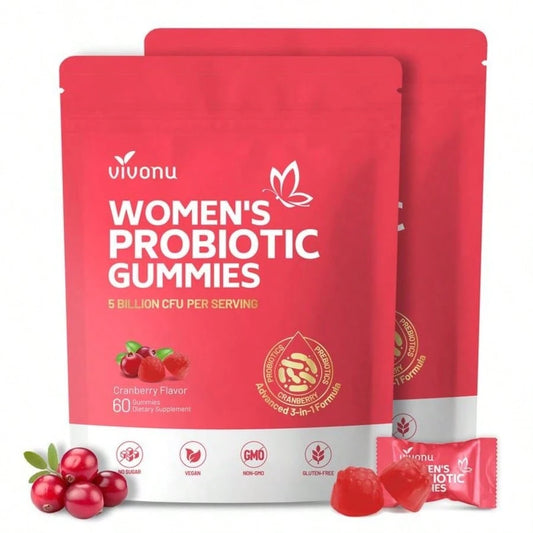 VPOAJ Cranberry Probiotic Gummies| Targeting Body Odor, Women's Health, And Body Balance| Vegan (60 Gummies Per Pack)