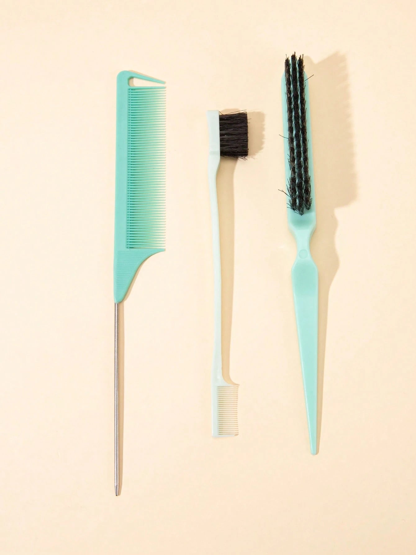 WANMEI 3pcs Hair Styling Brush Set, Including Volumizing Brush, Tail Comb, And Edge Brush, Suitable For Hairline And Nape Brushing, Easy To Detangle And Smooth Hair. This Brush Set Contains Various Ha