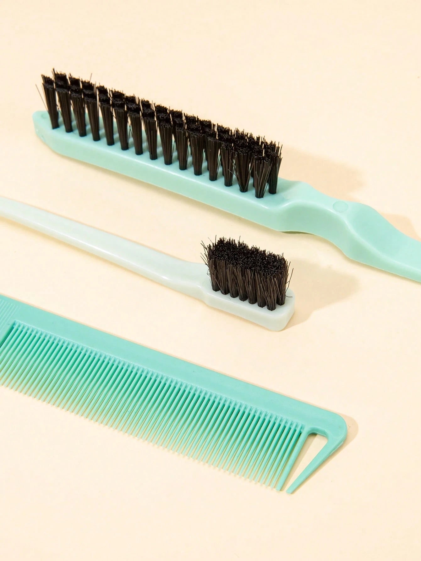 WANMEI 3pcs Hair Styling Brush Set, Including Volumizing Brush, Tail Comb, And Edge Brush, Suitable For Hairline And Nape Brushing, Easy To Detangle And Smooth Hair. This Brush Set Contains Various Ha