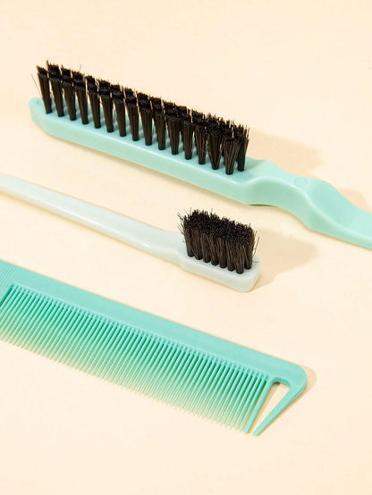 WANMEI 3pcs Hair Styling Brush Set, Including Volumizing Brush, Tail Comb, And Edge Brush, Suitable For Hairline And Nape Brushing, Easy To Detangle And Smooth Hair. This Brush Set Contains Various Ha