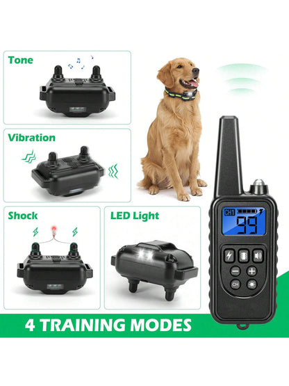 Waterproof Dog Training Collar, Remote Range 2600ft, 3 Training Modes: Beep, Shock, Vibration, Rechargeable Shock Collar Suitable For Small, Medium And Large Dogs, Remote And Collar Both Have LED Ligh
