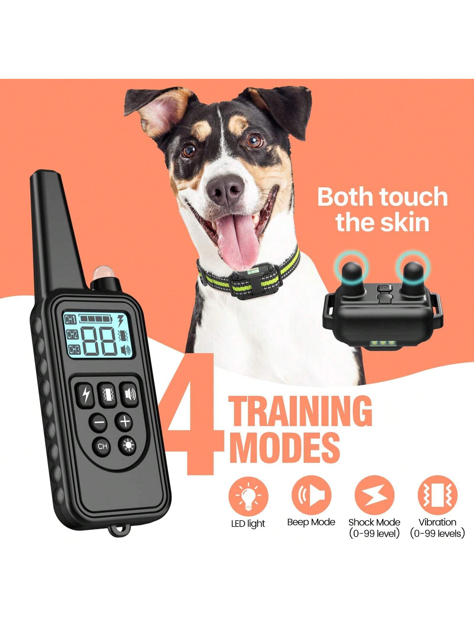 Waterproof Dog Training Collar, Remote Range 2600ft, 3 Training Modes: Beep, Shock, Vibration, Rechargeable Shock Collar Suitable For Small, Medium And Large Dogs, Remote And Collar Both Have LED Ligh