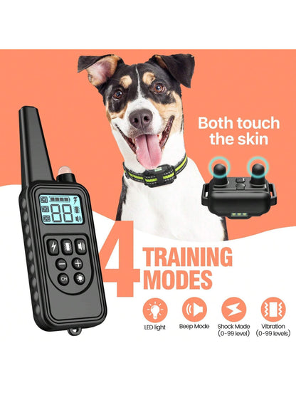 Waterproof Dog Training Collar, Remote Range 2600ft, 3 Training Modes: Beep, Shock, Vibration, Rechargeable Shock Collar Suitable For Small, Medium And Large Dogs, Remote And Collar Both Have LED Ligh