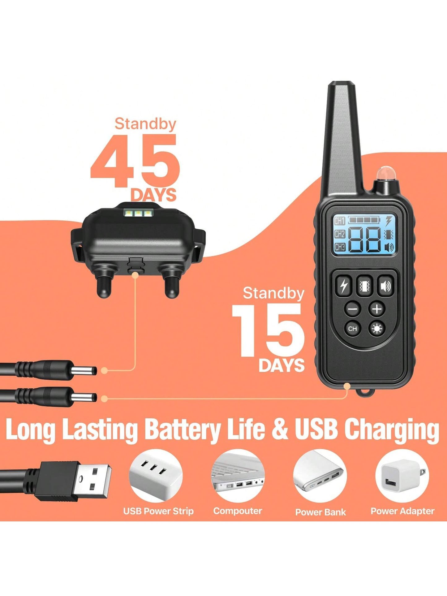 Waterproof Dog Training Collar, Remote Range 2600ft, 3 Training Modes: Beep, Shock, Vibration, Rechargeable Shock Collar Suitable For Small, Medium And Large Dogs, Remote And Collar Both Have LED Ligh