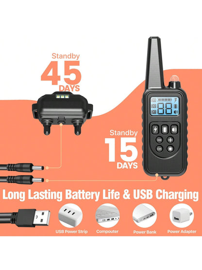 Waterproof Dog Training Collar, Remote Range 2600ft, 3 Training Modes: Beep, Shock, Vibration, Rechargeable Shock Collar Suitable For Small, Medium And Large Dogs, Remote And Collar Both Have LED Ligh