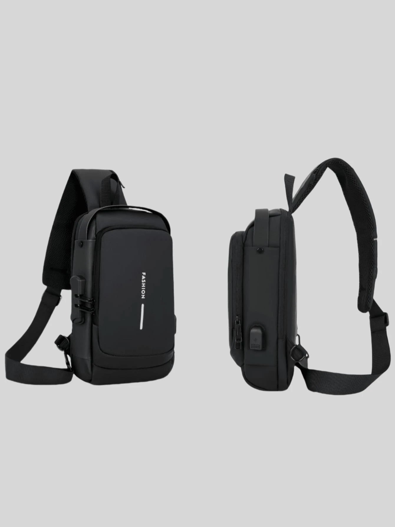 Waterproof Oxford Texture Men's Sling Chest Bag With Password Lock- Fashion Motorcycle Crossbody Bag With Phone Pocket, Zippers Closure For Daily Commute, Anti-Theft Crossbody Waist Pack Suitable For
