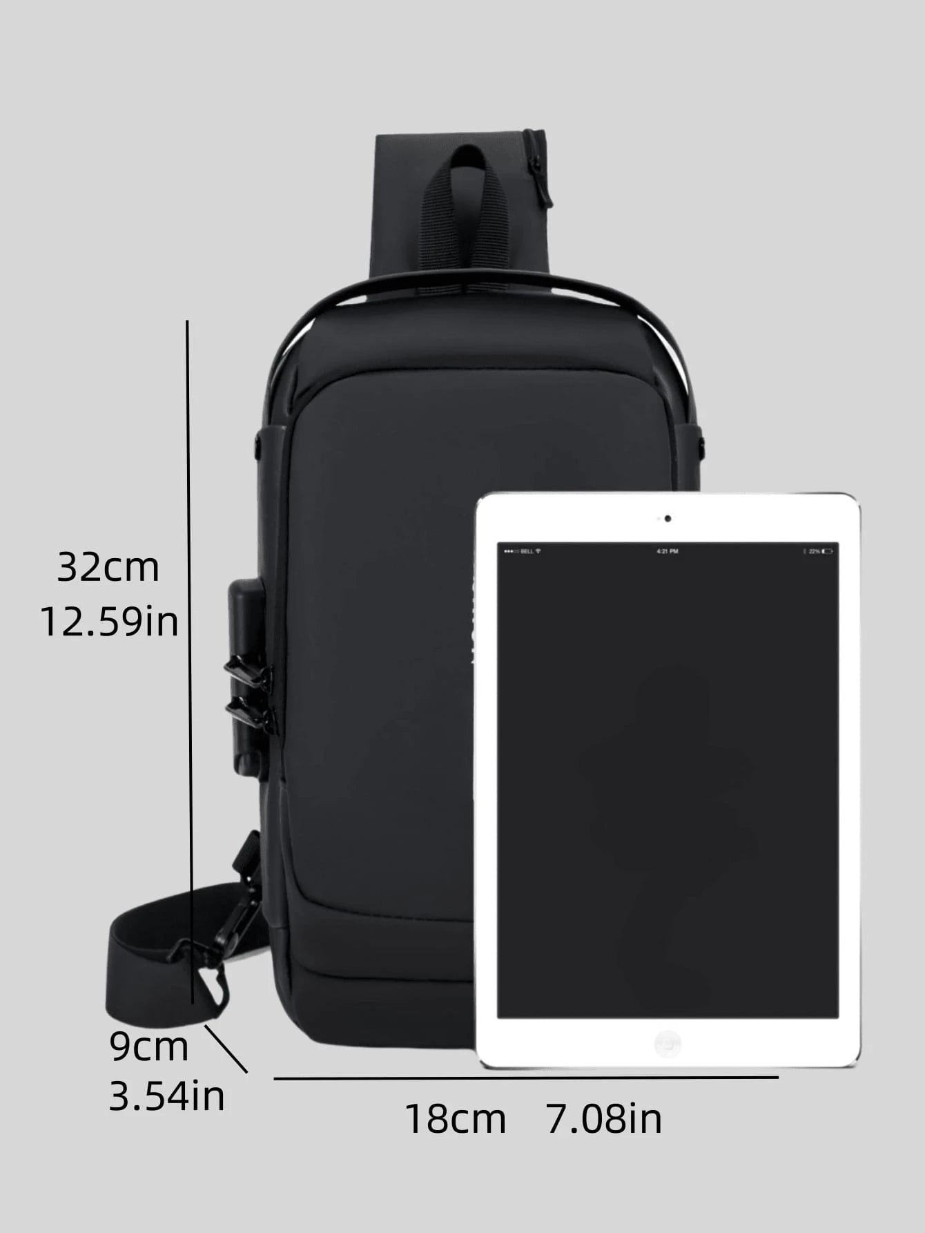 Waterproof Oxford Texture Men's Sling Chest Bag With Password Lock- Fashion Motorcycle Crossbody Bag With Phone Pocket, Zippers Closure For Daily Commute, Anti-Theft Crossbody Waist Pack Suitable For