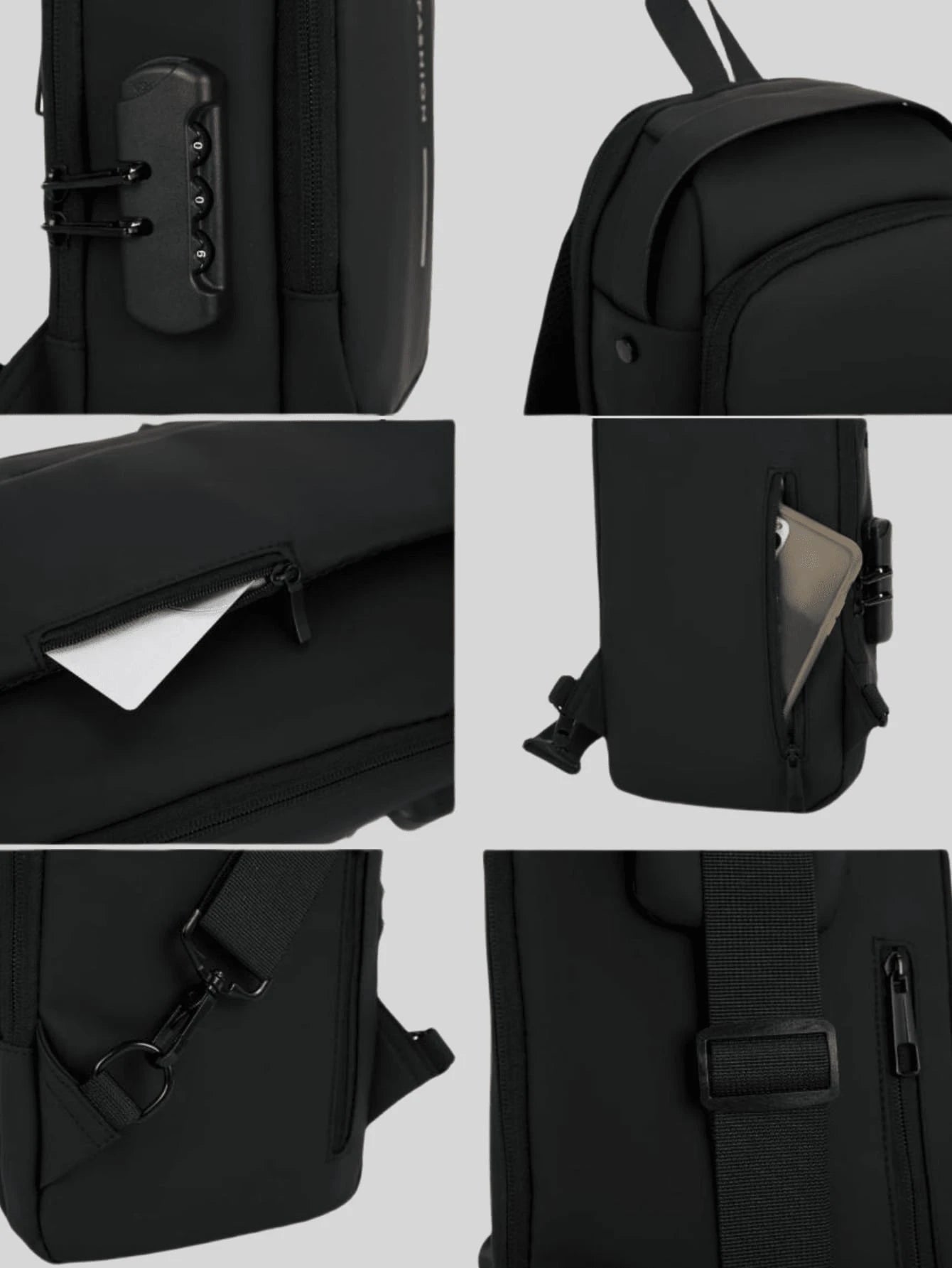 Waterproof Oxford Texture Men's Sling Chest Bag With Password Lock- Fashion Motorcycle Crossbody Bag With Phone Pocket, Zippers Closure For Daily Commute, Anti-Theft Crossbody Waist Pack Suitable For
