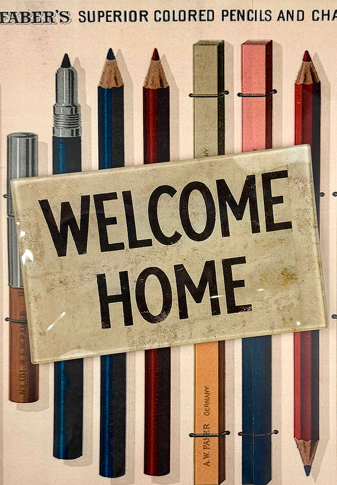 Welcome Home Parchment Decoupage Glass Tray - Ben's Garden