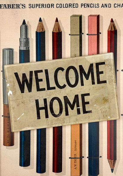 Welcome Home Parchment Decoupage Glass Tray - Ben's Garden