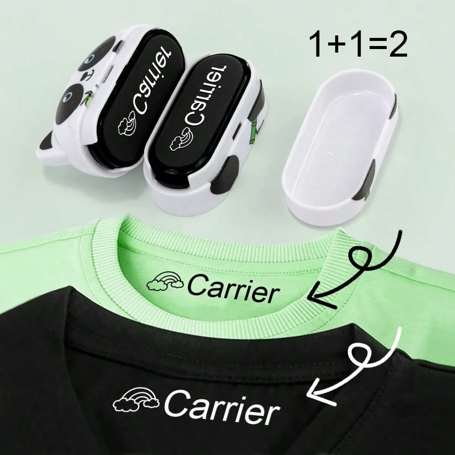 White + Black Ink Personalized Name Stamp No More Losing Track Of Stuff- One Stamp To Label Everything These Stamps Work On Everything! From Clothes To Lunchboxes To Water A Ground-Breaking Solution