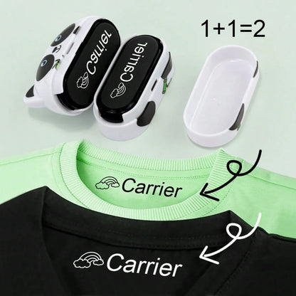 White + Black Ink Personalized Name Stamp No More Losing Track Of Stuff- One Stamp To Label Everything These Stamps Work On Everything! From Clothes To Lunchboxes To Water A Ground-Breaking Solution