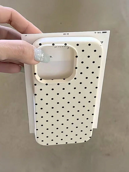 White Black Polka Dot Fashion TPU Shockproof 1pc White Polka Dot Pattern Full Coverage TPU Shockproof Phone Case, Compatible With 16, 15, 14, 13, 12, 11 Pro Max, And Series, International Version, Not