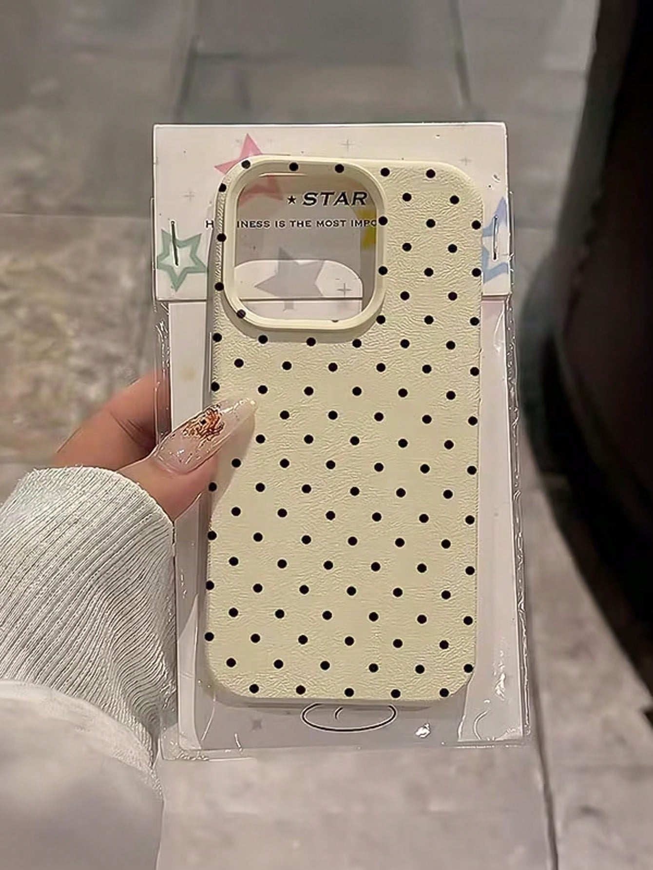 White Black Polka Dot Fashion TPU Shockproof 1pc White Polka Dot Pattern Full Coverage TPU Shockproof Phone Case, Compatible With 16, 15, 14, 13, 12, 11 Pro Max, And Series, International Version, Not