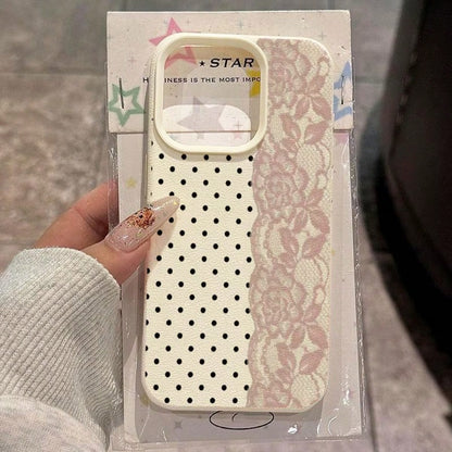 White Black Polka Dot Fashion TPU Shockproof 1pc White Polka Dot Pattern Full Coverage TPU Shockproof Phone Case, Compatible With 16, 15, 14, 13, 12, 11 Pro Max, And Series, International Version, Not